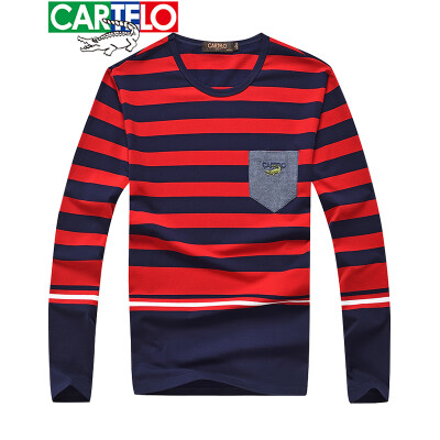 

Cartier crocodile CARTELO long-sleeved T-shirt mens cotton 2019 spring new fashion casual mens loose round neck t-shirt red XL