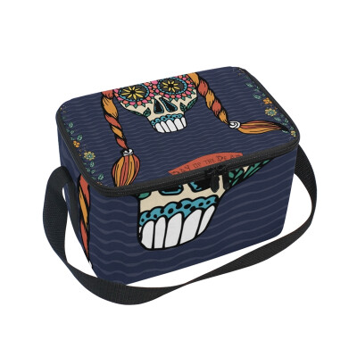 

ALAZA Lunch Box Insulated Lunch Bag Large Cooler Mexican Day Of The Dead Poster Tote Bag