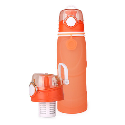 

Filtered Water Bottle Collapsible Water Bottle Silicone Sports Bottles with 2-Stage Intergrated Filter for Outdoor