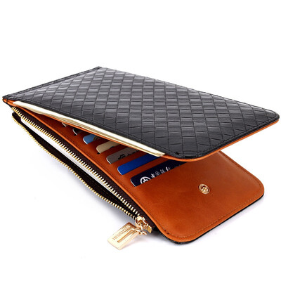 

LKX Womens Wallets&Purses Plaid PU Leather Long Wallet Hasp Phone Bag Money Coin Pocket Card
