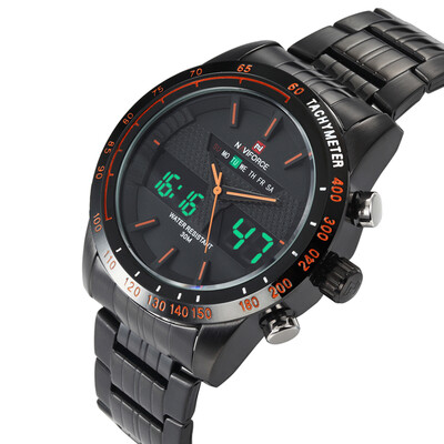 

NAVIFORCE Stainless Steel 3ATM Waterproof Fashion Wristwatch Dual Time Quartz Sports Men Watch with Function of Backlight Alarm Ca