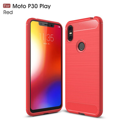 

Back Cover For Motorola Moto P30 Play Case Carbon fiber Soft Fundas Coque Celulars Fecoprior