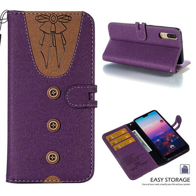 

MOONCASE Huawei P20 stitching embossed womens leather case - purple