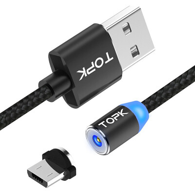 

TOPK R-Line2 2M LED Magnetic Micro USB Cable Premium Nylon Braided Magnet Microusb Charger Cable for Micro USB Port