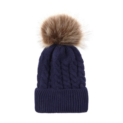 

Winter Warm Women Knitted Crochet Wool Hat Hair Ball Earmuffs Caps Infant Toddler Kid Cute Hairball Beanie Cap