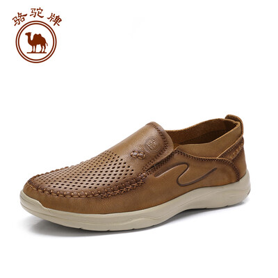 

Camel brand mens shoes leather breathable hollow leisure lazy set foot W912307860 yellow brown 42260 yards