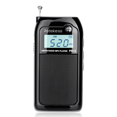 

Retekess PR12 Portable AM FM Stereo Radio Pocket MP3 Player 2 Band Digital Tuning Radio Mini Receiver Outdoor Radio w 12" LCD Di