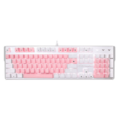 

MageGee mechanical storm keyboard wired mechanical gaming keyboard USB backlit computer office keyboard white powder mixed with green axis