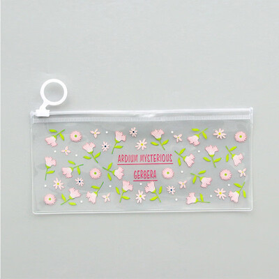 

Mohamm Korean PVC Kawaii Flower Transparent Zipper Fox Pencil Pouch Pencil Bag for Girls School Supplies Stationery