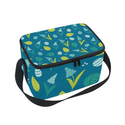 

ALAZA Insulated Lunch Box Easter Blue Eggs Lunch Bag for Men Women Portable Tote Bag Cooler Bag