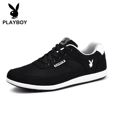 

Playboy PLAYBOY mens Korean fashion wild low to help lightweight non-slip sports shoes men DA73088 mesh - black 40