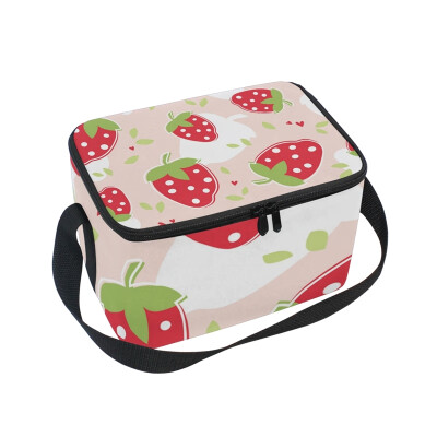 

ALAZA Lunch Box Insulated Pattern With Strawberries Lunch Bag Large Cooler Tote Bagfor Men Women