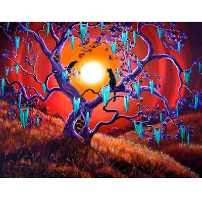 

Diamond Painting Colorful Two Cats Moon DIY Cross Stitch Embroidery Decoration Handcraft Resin Mosaic Round Full Diamond 4030cm