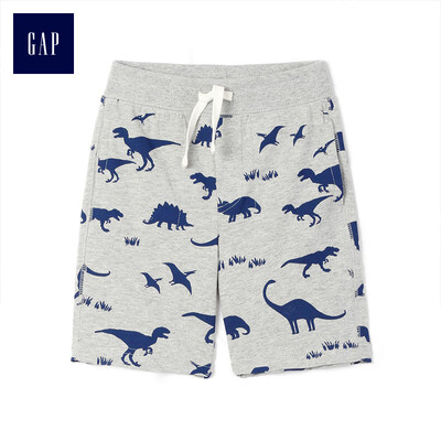 

GAP flagship store childrens clothing boys&girls basic models comfortable cotton printed elastic waist shorts 215129 light gray 12-18M