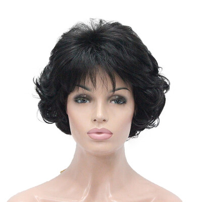 

StrongBeauty Soft Tousled Curls Wig Short Grey Mix Full Synthetic Wigs 12 Colors
