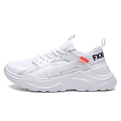 

New 2019 mens high-top shoes mens sports shoes breathable casual shoes comfortable flying woven mens shoes white black for brow