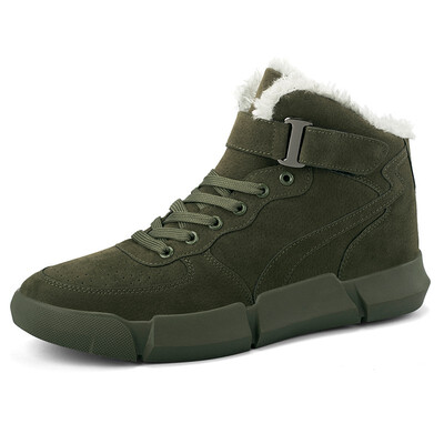 

Autumn&winter mens vulcanized shoes plus velvet warm boots youth high to help rubber soles ankle boots large size