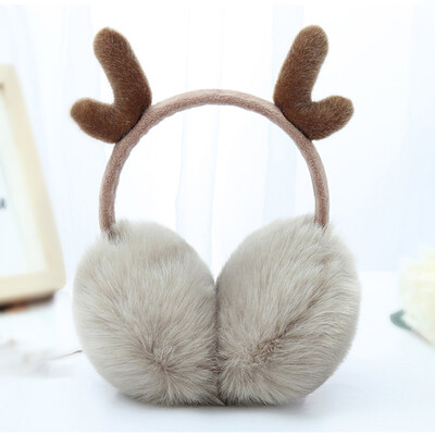 

Cute Fashion Antlers Earmuffs Outdoor Winter Warm Soft Plush Earwarmer Adjustable Headband Ears Muff for Women Girls