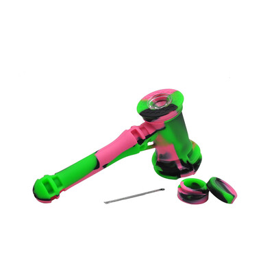 

Silicone Environmental Smoke Tubing with Wax Oil Jar&Stainless Steel Spoon Edible Portable Tobacco Pipes Water Smoking Holder