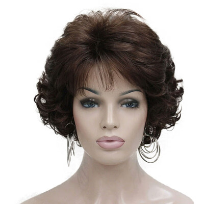 

StrongBeauty Soft Tousled Curls Wig Short Grey Mix Full Synthetic Wigs 12 Colors