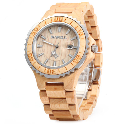 

BEWELL ZS-100BG Wooden Men Quartz Watch with Luminous Hands 30M Water Resistance