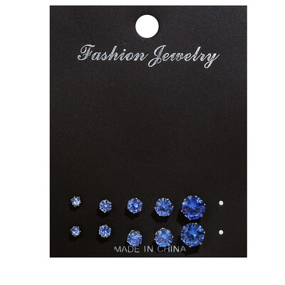 

5 PairsLot Simple Cubic Alloy Earrings Men Women 6 Claws Round Zircon Ear Nail Ladies Fashion Charm Ear Stud Wedding Jewelry