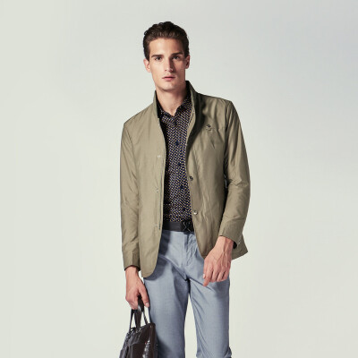 

Jinba mens clothing K-Boxing collar business jacket male spring jacket mens casual long version jacket men BKZL1189 Army Green 175