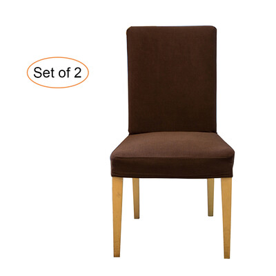 

Pack of 4 Spandex Stretch Dining Chair Seat Covers Elastic Removable Washable Ceremony Chair Slipcovers Protectors--Coffee