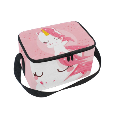 

ALAZA Lunch Box Insulated Lunch Bag Large Cooler Pink Unicorn Girl Doing Dabbing Tote Bag