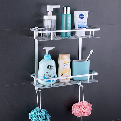 

Two-story bathroom storage rack 3136cm Thicken space aluminum bathroom racks Rectangular toilet towel rack Wall-mounted storag