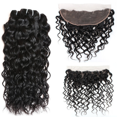 

Ishow 7A Water Wave Bundles with Frontal Brazilian Hair Bundles with Frontal Ear to Ear Lace Frontal with 4Bundles