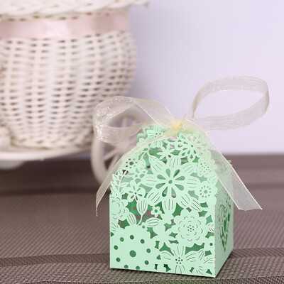 

20 PCS Laser Cut Delicate Carved Flower Elegant Candy Boxes with Ribbon for Party Birthday Wedding Banquet Kindergarten Bridal Sho