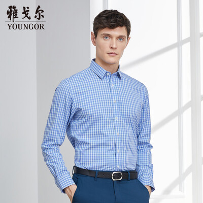 

Youngor shirt mens 2019 spring youth mens casual dress shirt YLDP13129HFY blue 42