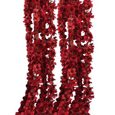 

UpperX 2m Home Fashion Artificial Hydrangea Party Romantic Wedding Decorative Garlands of Artificial Flowers Wisteria V1820 red
