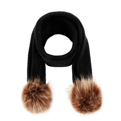 

Winter Warm Knitted Scarf Muffler Ribbed Warm Wool Scarfs Infant Toddler Newborn Baby Scarf with Pom Pom Balls
