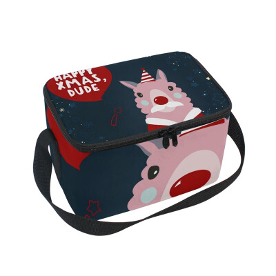 

ALAZA Lunch Box Insulated Lunch Bag Large Cooler Lama Happy Xmas Tote Bag