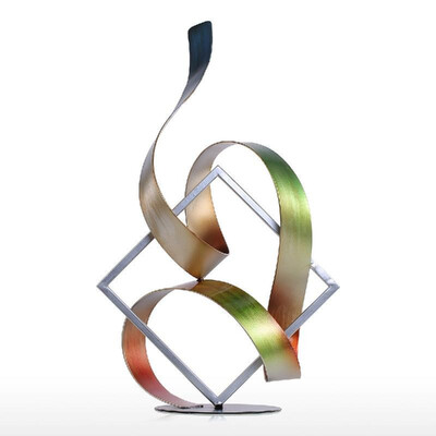 

Tooarts Square&Ribbon Modern Sculpture Abstract Sculpture Metal Sculpture Indoor-Outdoor Decor