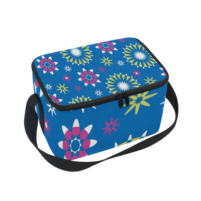 

ALAZA Insulated Lunch Box Floral Print Lunch Bag for Men Women Portable Tote Bag Cooler Bag