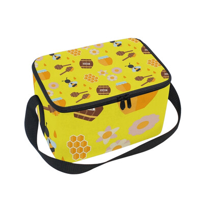 

ALAZA Insulated Lunch Box Cute Bees Lunch Bag for Men Women Portable Tote Bag Cooler Bag