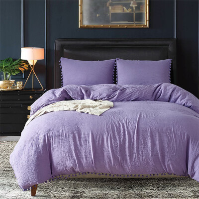 

Neillie ball side quilt cover suit bedding three piece set American size pure color bed goods