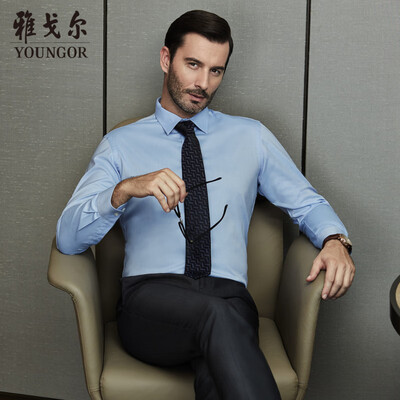 

Youngor shirt mens 2019 spring youth mens casual dress shirt YLDP16384IJA blue 41