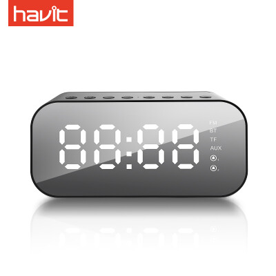 

Havit M3 upgrade version Bluetooth speaker smart clock alarm clock mirror full screen mini portable subwoofer wireless card collection broadcast audio mystery black