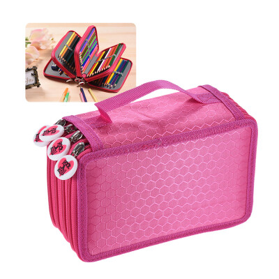 

Multifunctional Large Capacity Painting Cosmetic Pencil Pen Brush Bag Case Box 4 Layer Zipper 72 Holders with Carrying Handle