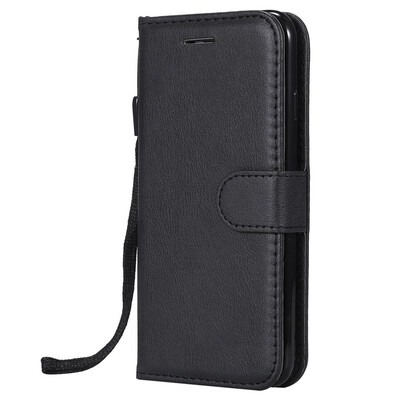 

Luxury Simple Solid Color Case For iphone 5 5s SE SE2 PU Leather Card Slot Lanyard Phone Cover New Fundas P06G