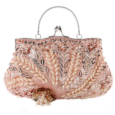 

Vintage Women Beaded sequin Evening Handbags Ladies Wedding Shoulder Bag Crossbody Bag Ladies Purse Wallet