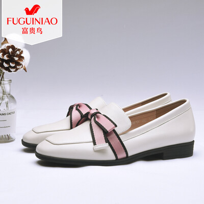 

Fugui bird FUGUINIAO single shoes womens shoes womens shoes loafers sweet casual square head retro low with H89M533C beige 37