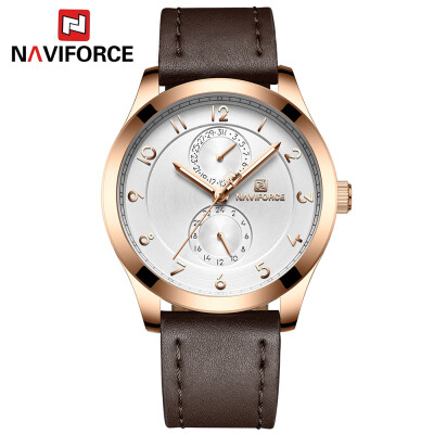 

NAVIFORCE NF3004 Man Watch Quartz Watch Leather 3ATM Waterproof Date Hour Wrist Watch