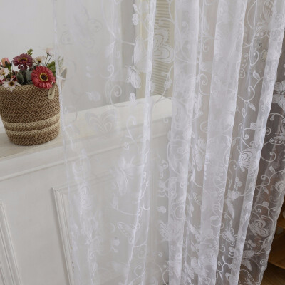 

Window Curtain Purple Butterfly Burnout Tulle Voile Fabric Transparent Sheer Living Room Screening Curtains For Living Room