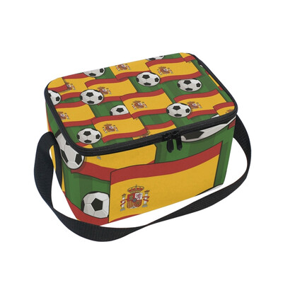 

ALAZA Lunch Box Insulated Spain Football Pattern Lunch Bag Large Cooler Tote Bag for Men Women