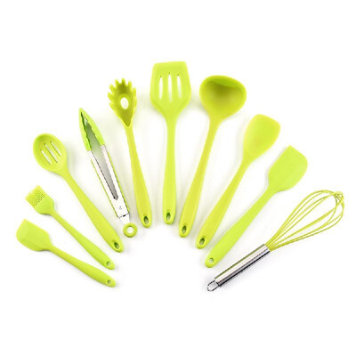 

Silicone Kitchen Utensil Set 10 Pcs Heat Resistant Non-Stick Spoon Spatula Ladle Cooking Tools Dinnerware